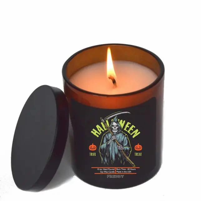 Grim Reaper Halloween Candles - Hot Cider Halloween Soy Wax Candle Creepy Decor