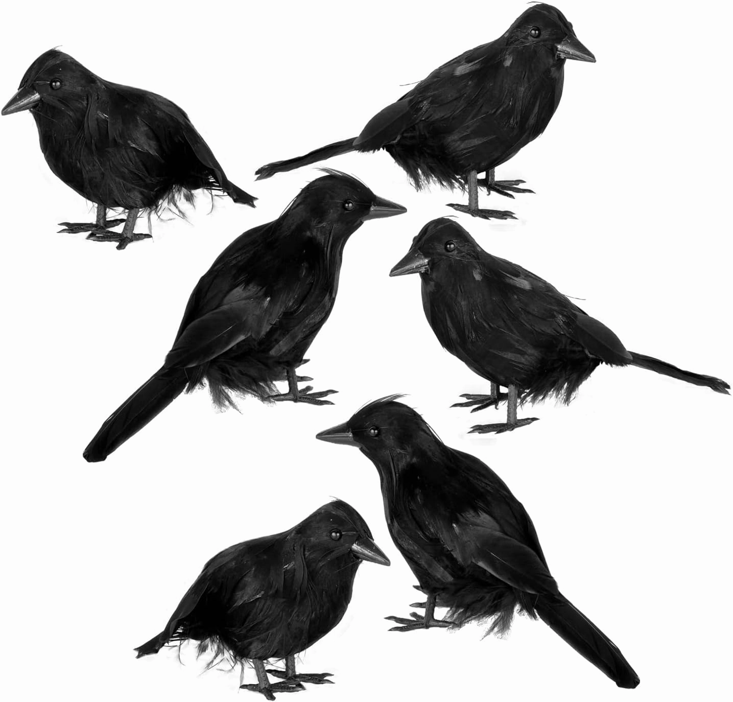 Halloween Crow Decoration Set, 6 Pack Charming Lights Enchanting Crafts