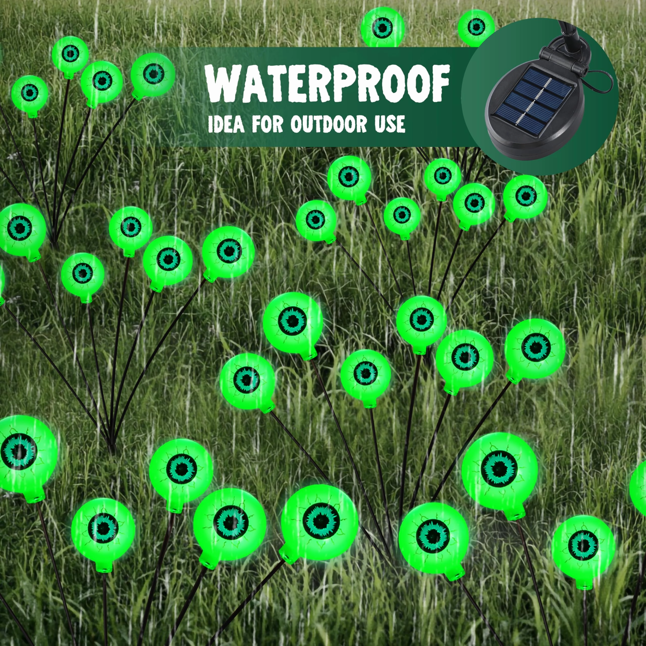 Monster Party Halloween Decorations Outdoor Solar Scary Eyeball Lights-Spooky Green