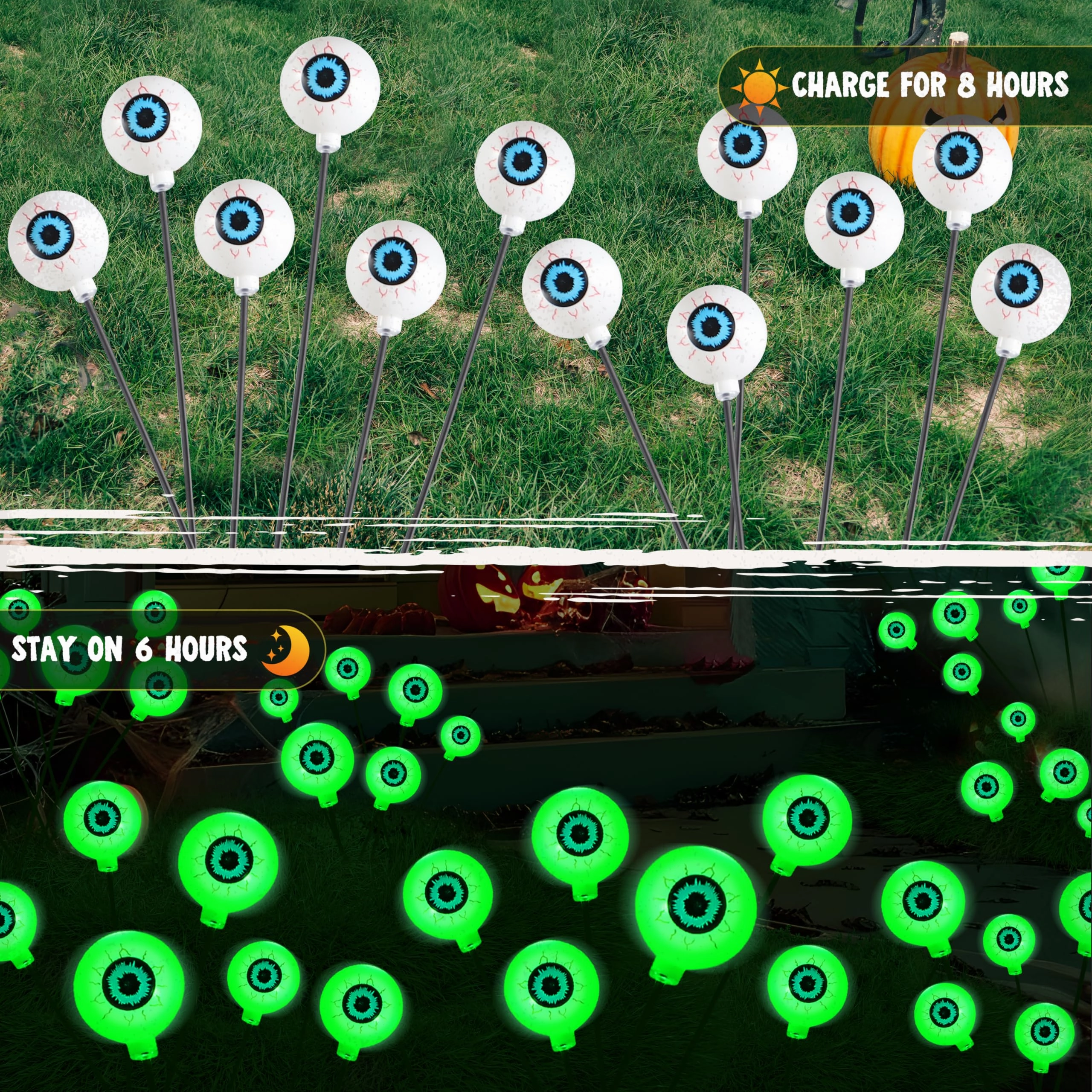 Halloween Decorations Outdoor Solar Scary Eyeball Lights-Spooky Green Creepy Accessories Whimsical Accents