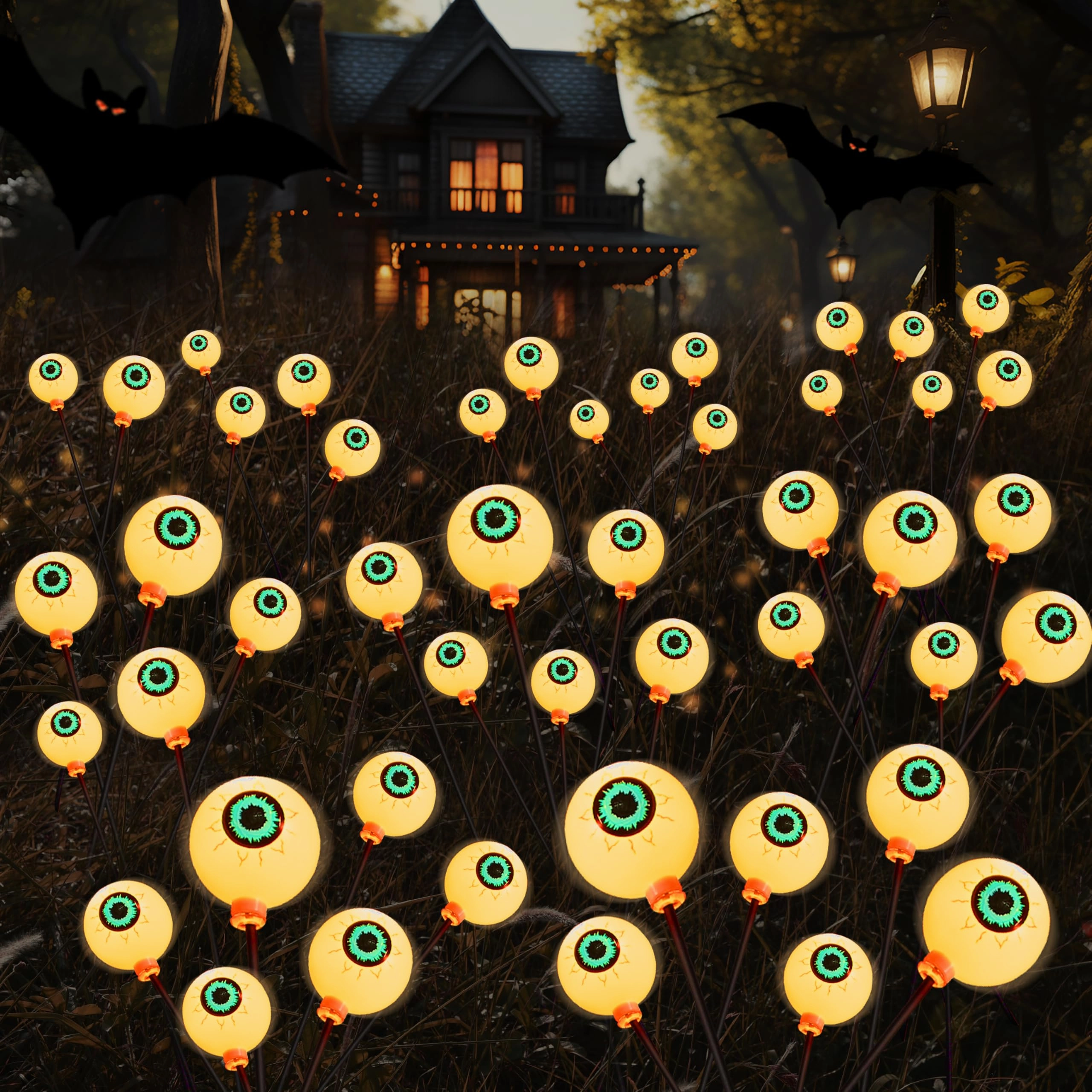 Halloween Decorations Outdoor Solar Scary Eyeball Lights-Warm White Mysterious Figures Mystical Party