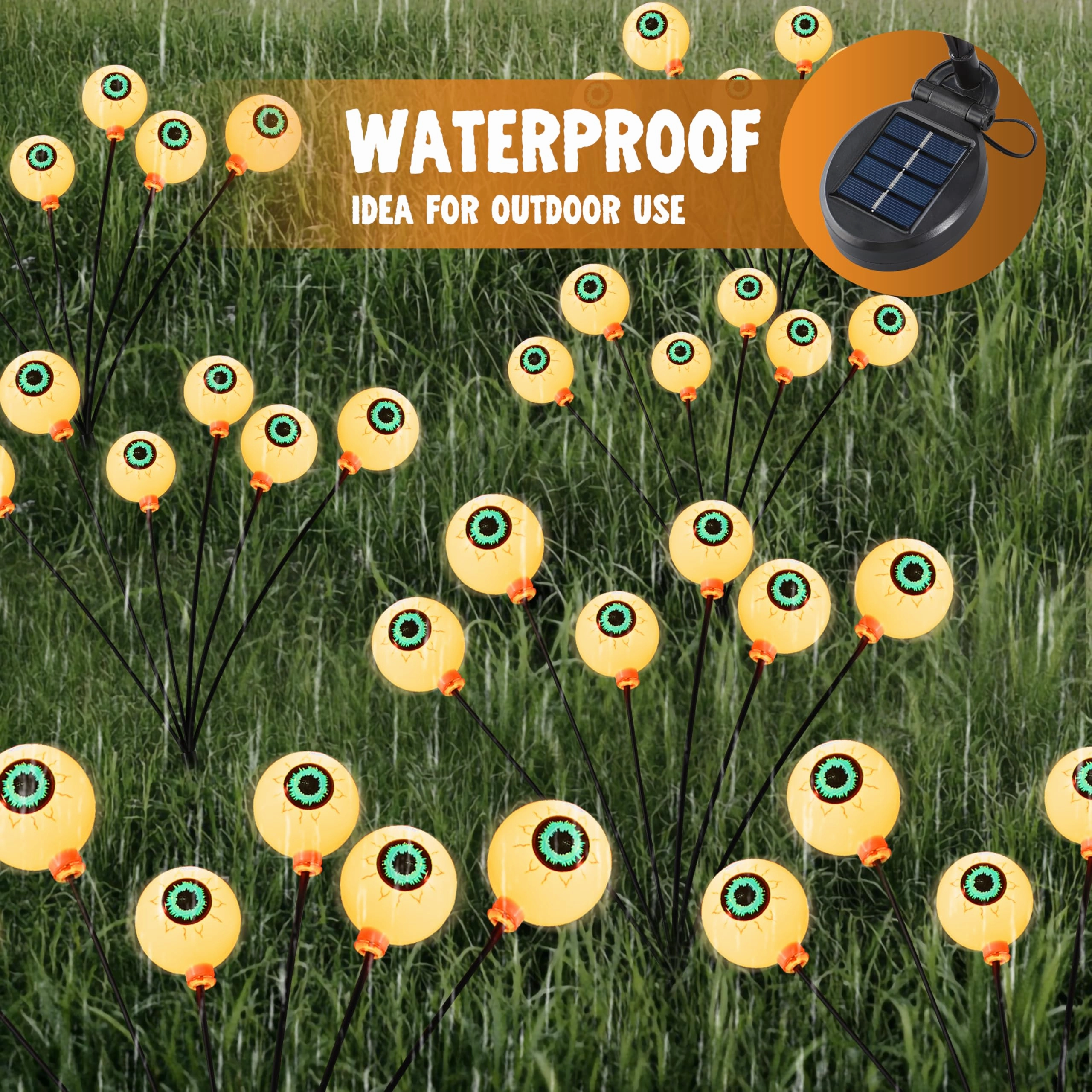 Halloween Decorations Outdoor Solar Scary Eyeball Lights-Warm White Haunted Ornaments Playful Supplies