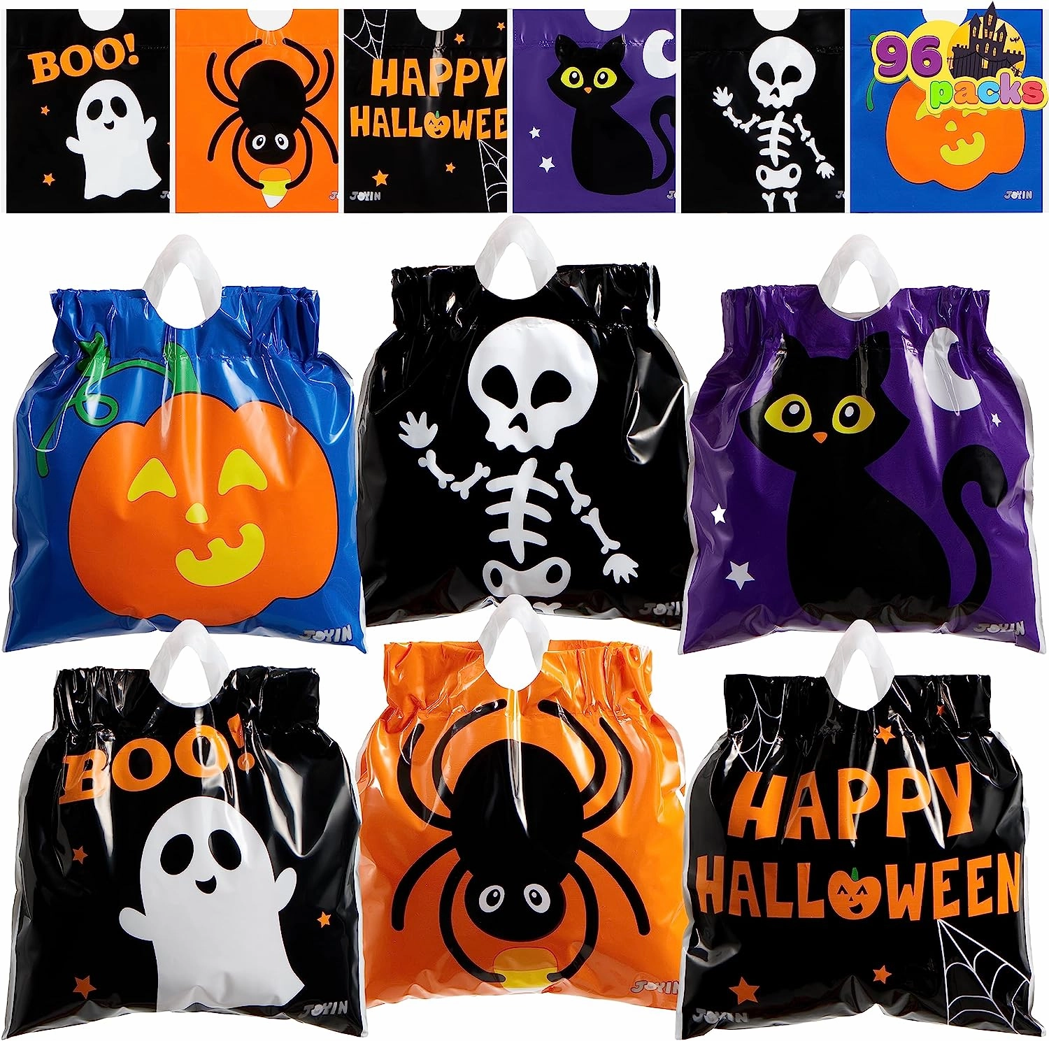 Creepy Accents Halloween Drawstring Candy Bag, 96 Pcs