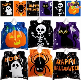 Creepy Accents Halloween Drawstring Candy Bag, 96 Pcs