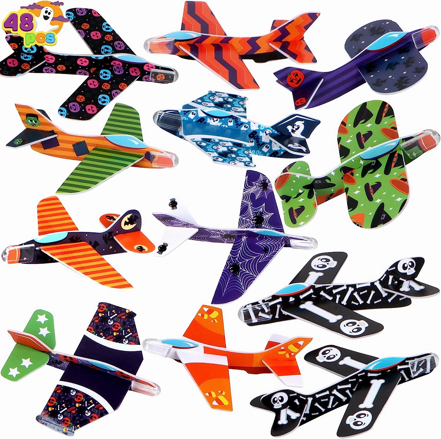 Frightening Lights Charming Accessories Halloween Foam Glider Planes, 48 Pcs