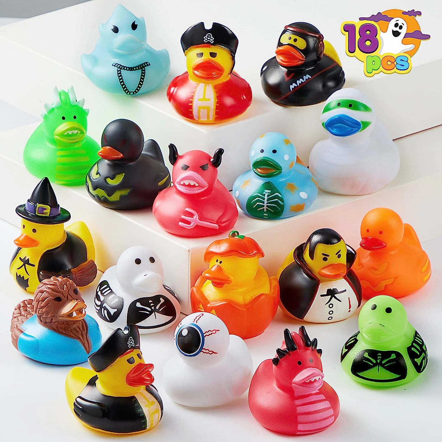 Halloween Novelty Rubber Duckies, 18 Pcs Ghostly Accessories Playful Ornaments