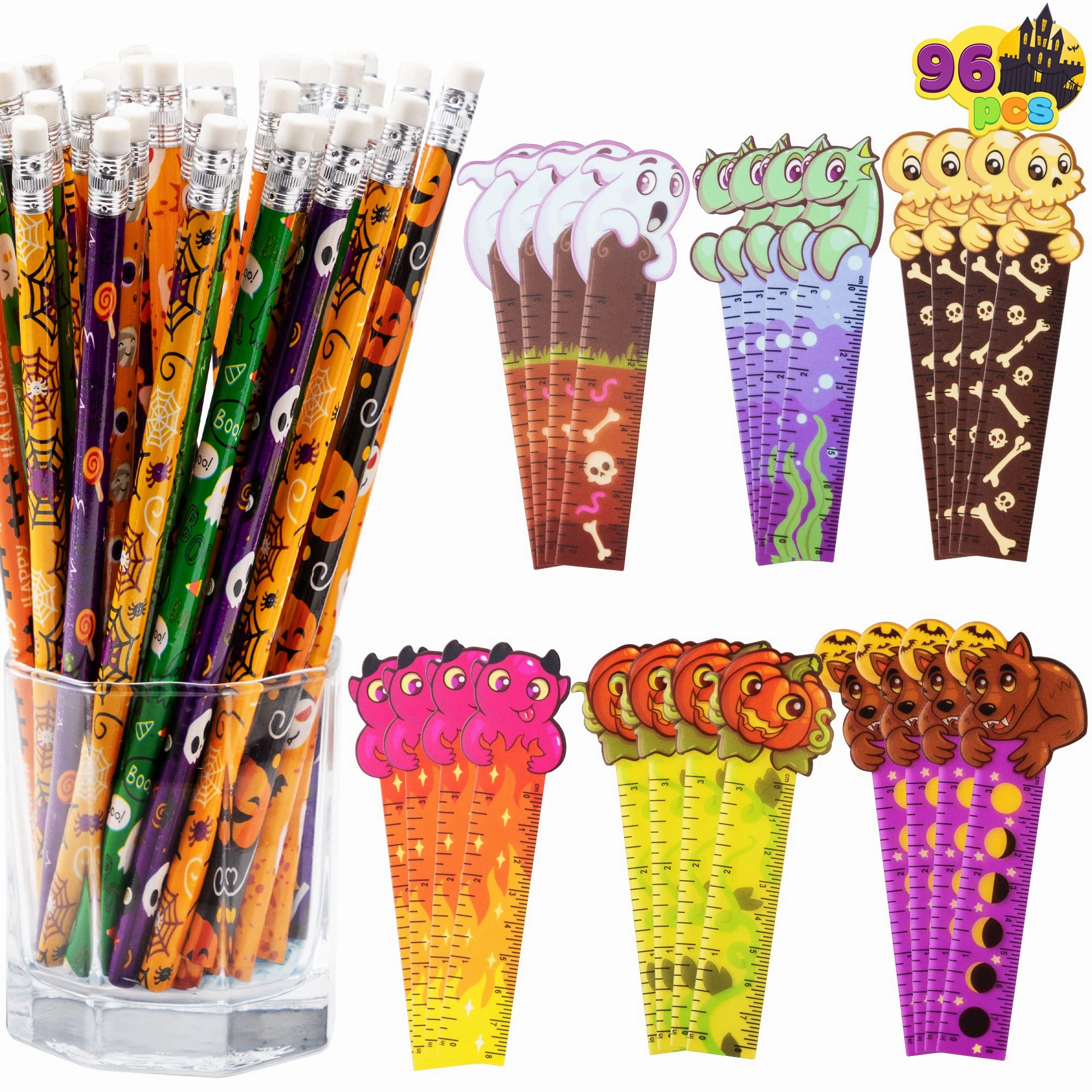 Halloween Pencil and Ruler Set 96 Pcs Enchanting Displays