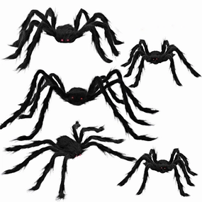 Monster Party Halloween Realistic Hairy Spiders, 5 Pack