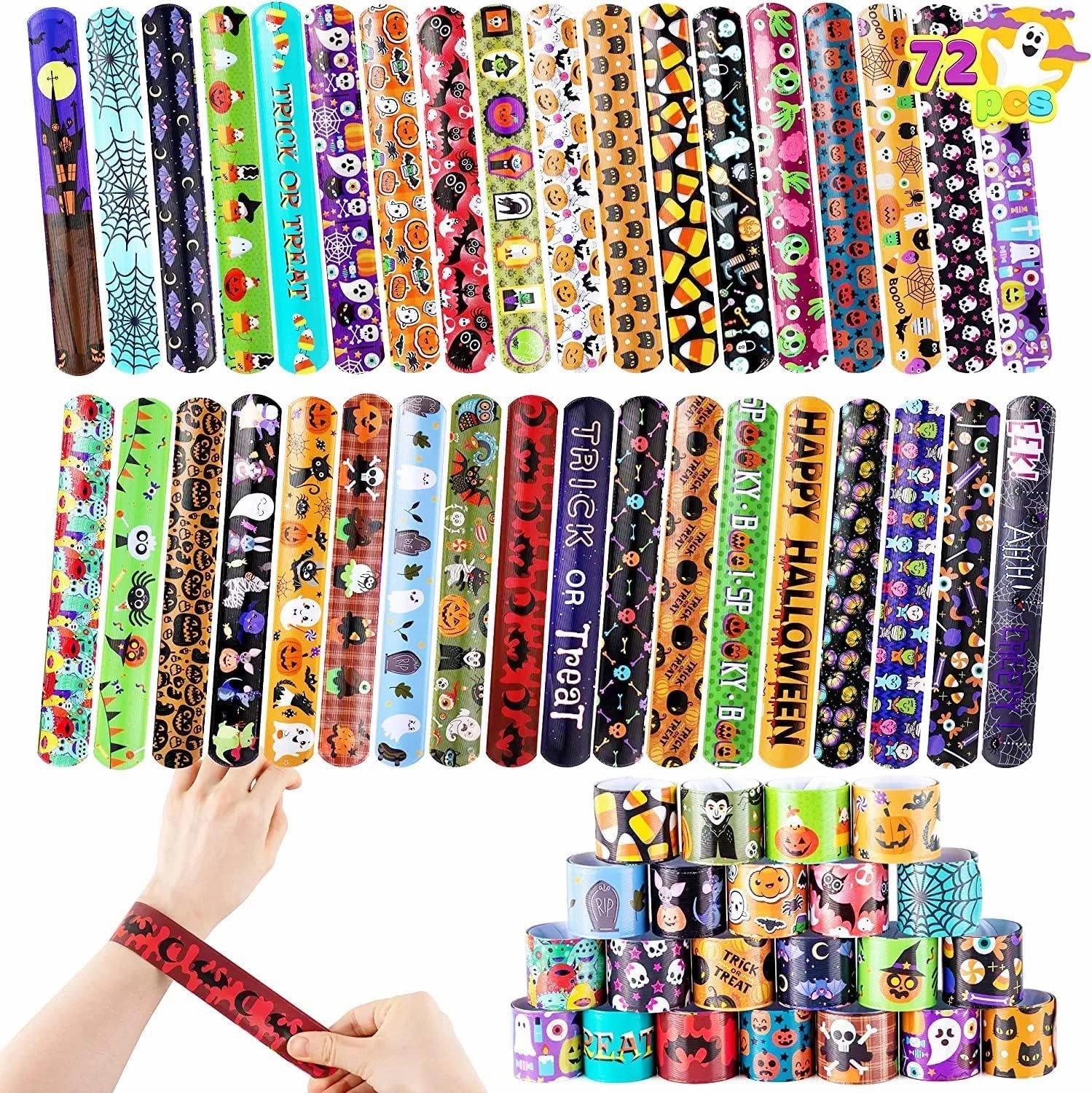 Frightening Party Wicked Accents Halloween Themed Slap Bracelets, 72 Pcs