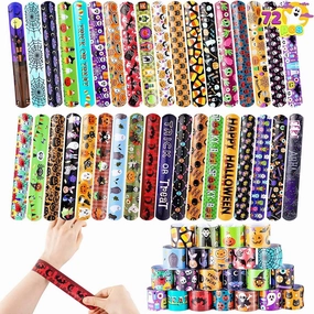 Mystical Designs Halloween Themed Slap Bracelets, 72 Pcs