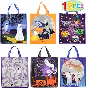 Halloween Trick Or Treat Tote Bags, 12 Pack Monster Figures Ghoulish Treats