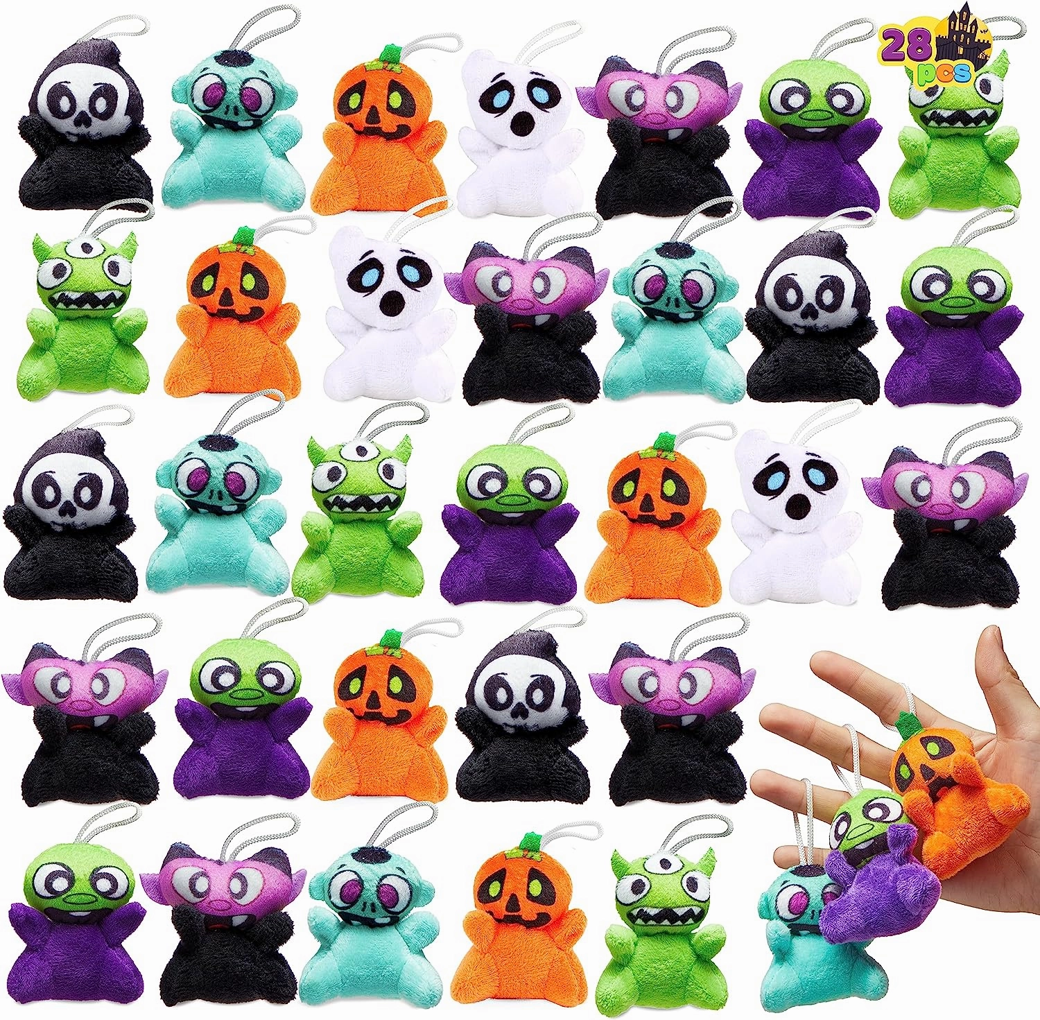 Spooky Ornaments Ghoulish Supplies Mini Plush Toy, 28 Pcs