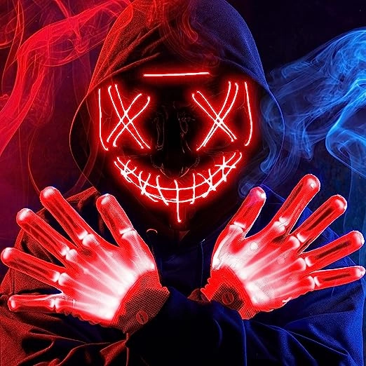 Haunted Supplies LED Scary Mask And Gloves (red)