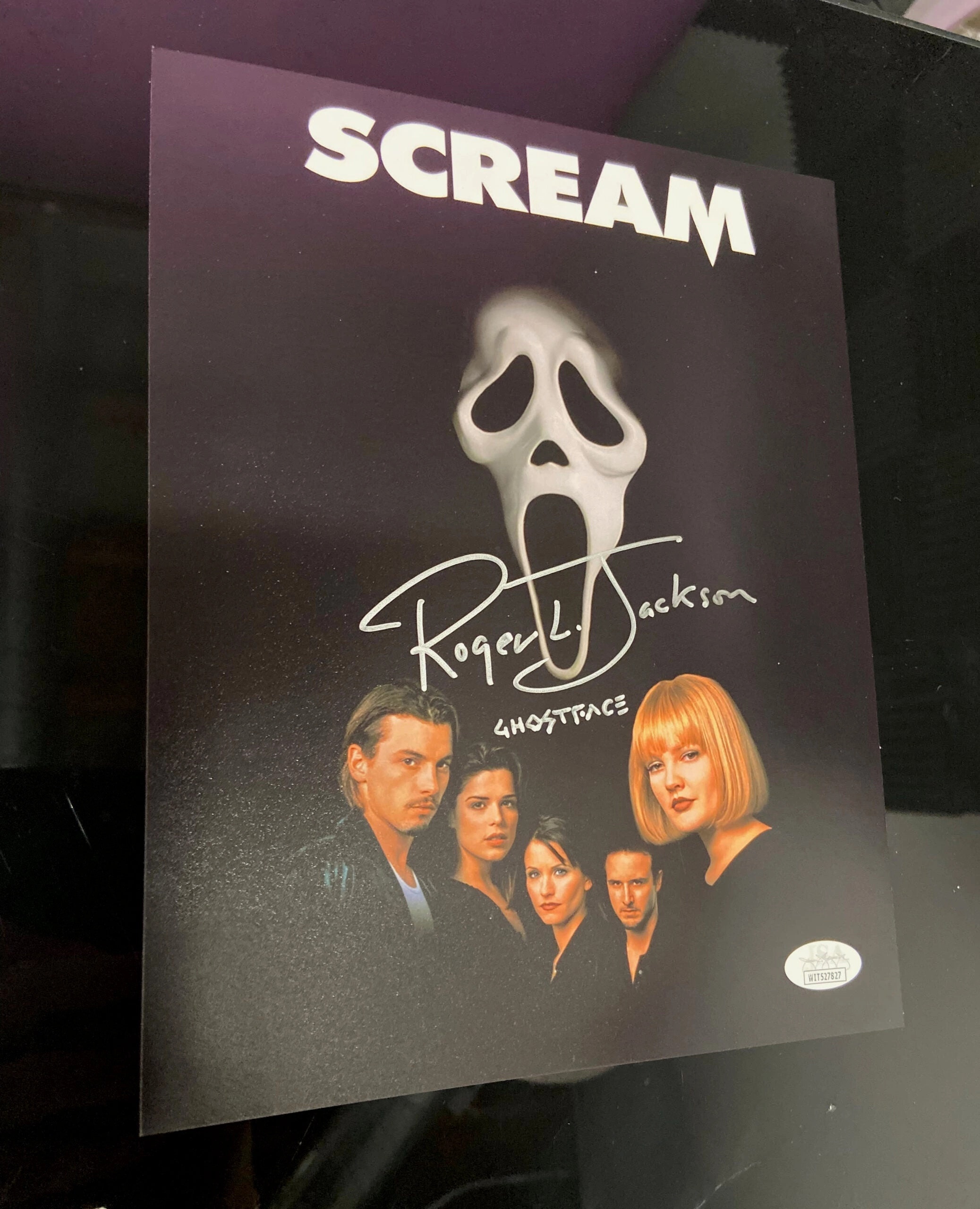 Haunted Props Creepy Designs Roger L. Jackson Autographed Ghostface 8x10 (JSA Certified) - Version 2