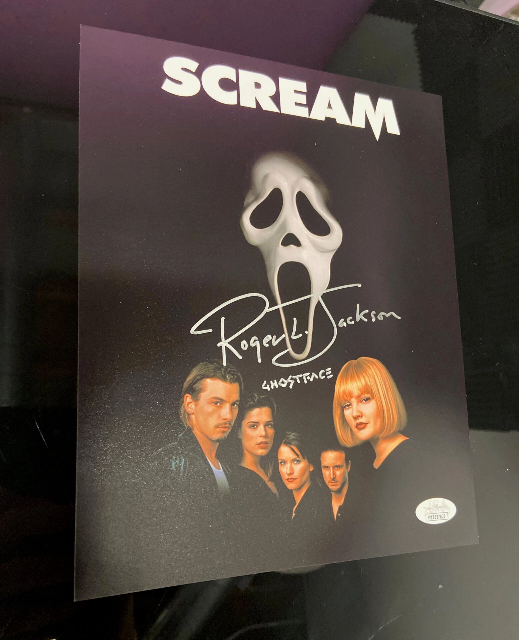Roger L. Jackson Autographed Ghostface 8x10 (JSA Certified) - Version 2 Scary Supplies
