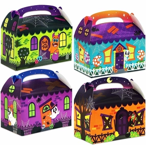 Ghostly Treats 3D Halloween House Cardboard Treat Boxes, 32 Pcs