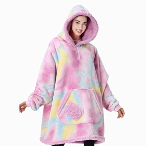 Value Increase Adult Sherpa Wearable Blanket-Cotton Candy Tie Dye