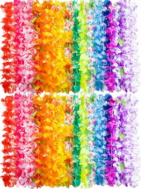 Emergency Car Strength Building 120Pcs Hawaiian Colorful Tropical Flower Leis Necklaces for Kids Adults