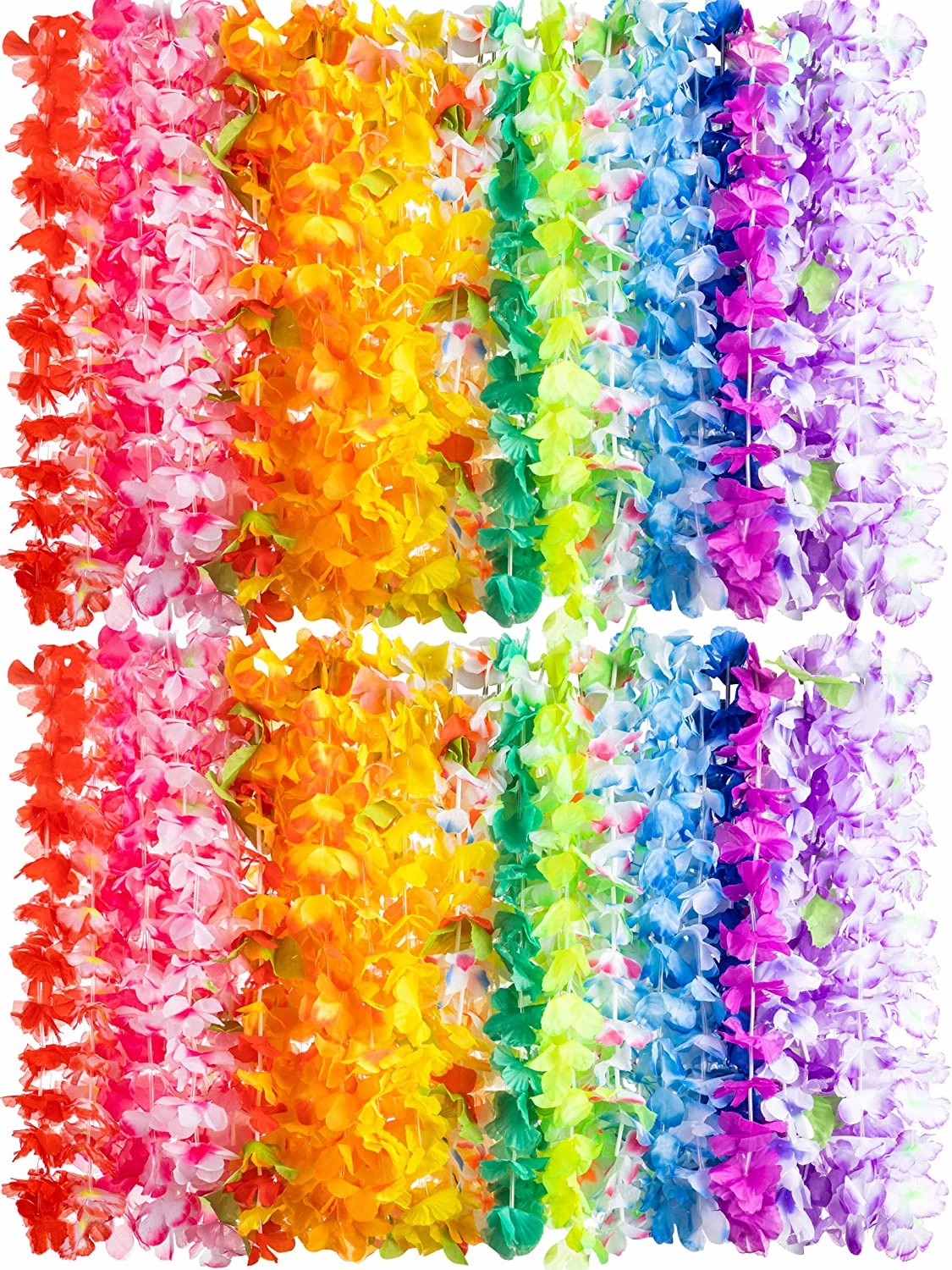 Emergency Car Strength Building 120Pcs Hawaiian Colorful Tropical Flower Leis Necklaces for Kids Adults