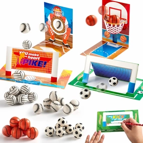 Prize Get Energy Conserve 28Pcs Soccer Football Volleyball Basketball with Kids Valentines Cards