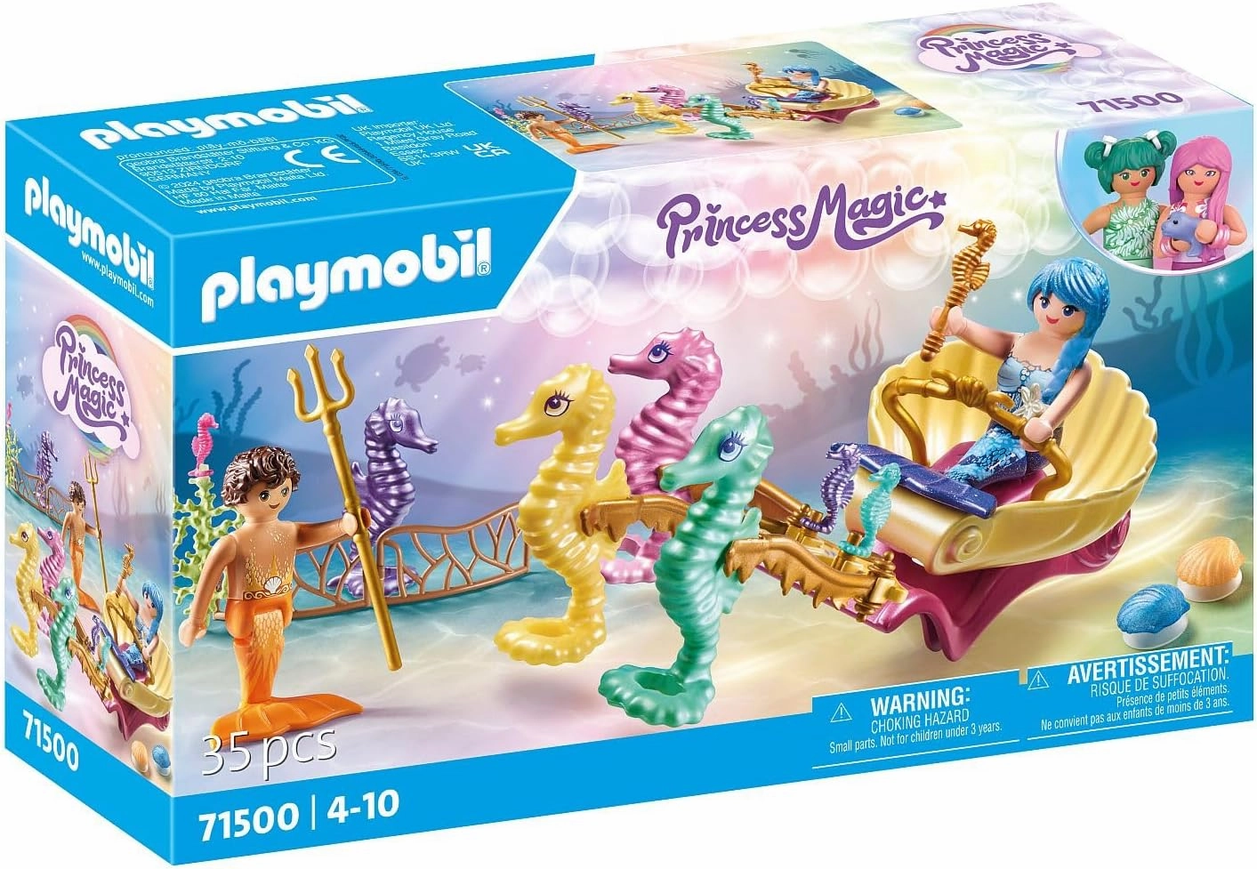 Playmobil 71500 - Princess Magic Mermaid Seahorse Carriage Young Engineer Color Recognition