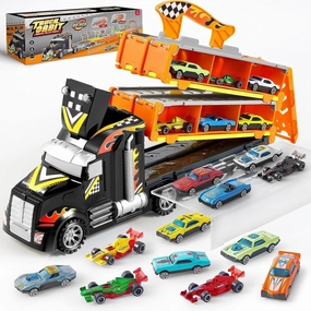 Remote control Endurance Boost 12 Die-Cast Foldable Decks Carrier Truck Toys with 2 Launchers, Lights & Sounds