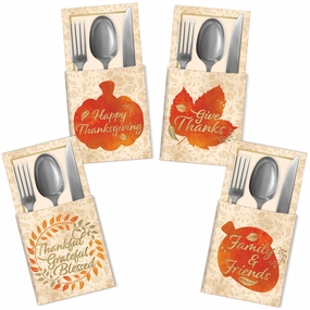 36 Thanksgiving Cutlery Decorative Utensil Holder Basket Hoop