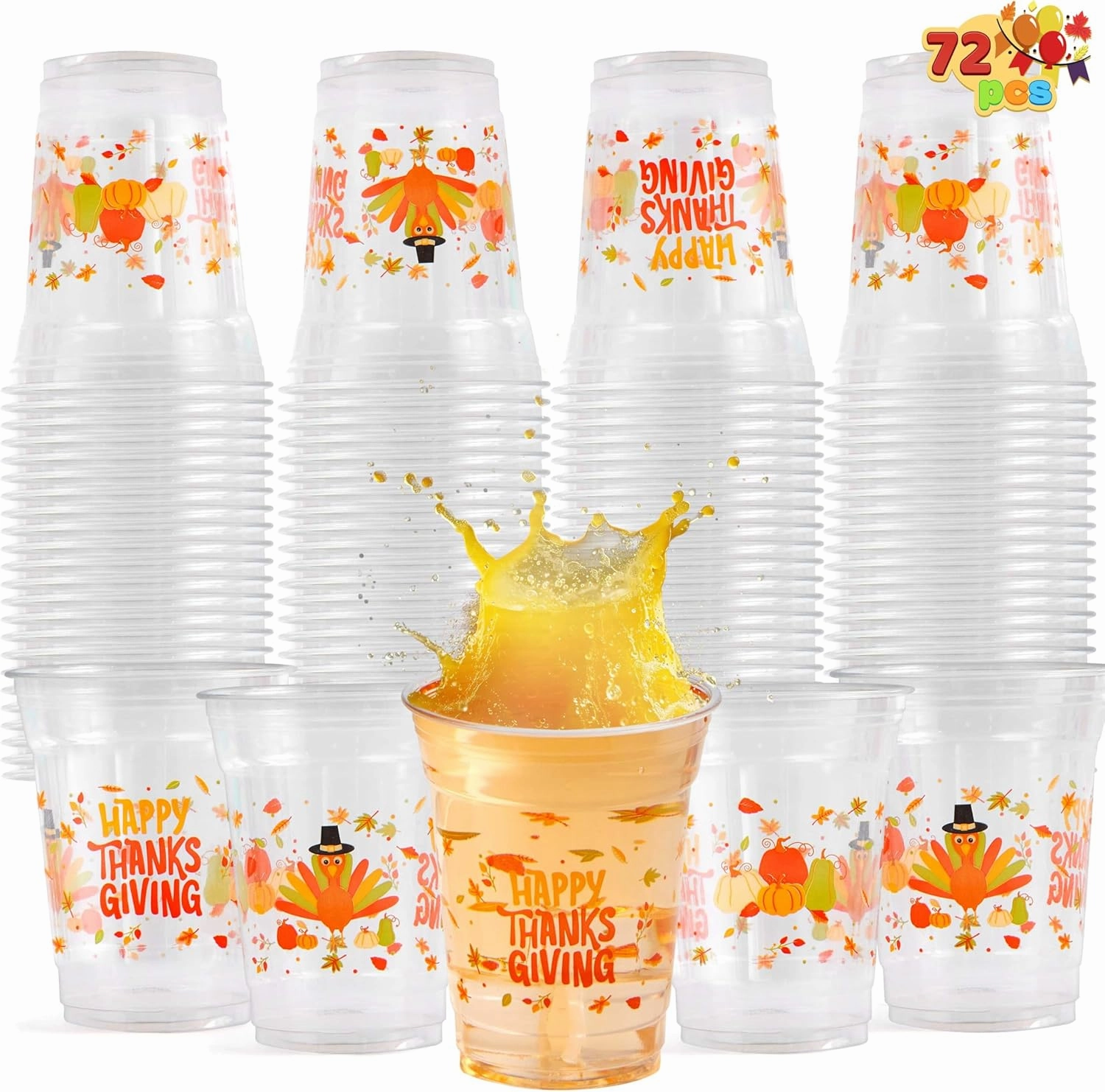 72 Pcs Thanksgiving Disposable Plastic Cups Domino Set Calming Effect