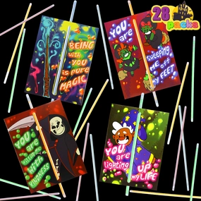 Spooky Treats Invitation Cards with Glow in The Dark Sticks