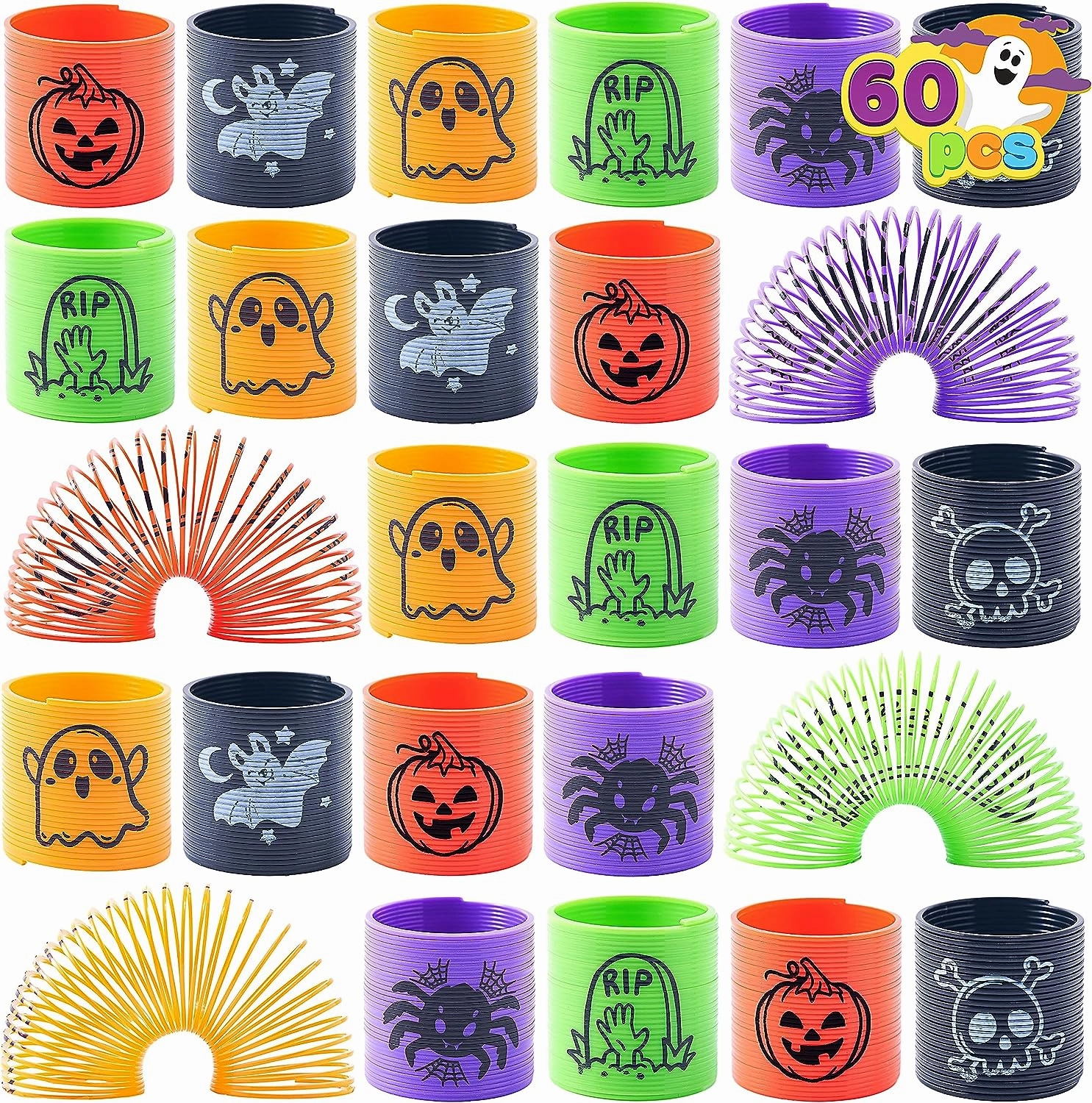 Joyin-60 PCS Halloween Mini Magic Coil Spring Toys for Kids Ghoulish Crafts Charming Party