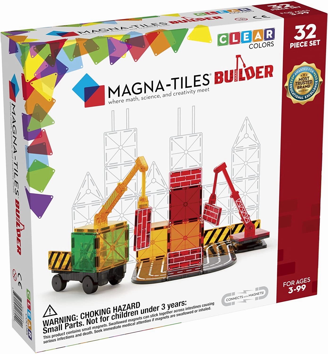 Volcano Model Holiday Celebration Magna Tiles Clear Color Builder 32 piece set