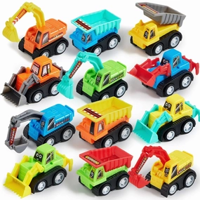 12Pcs Pull Back Cars Set Mini Construction Engineering Vehicle for Toddlers Communication Skill