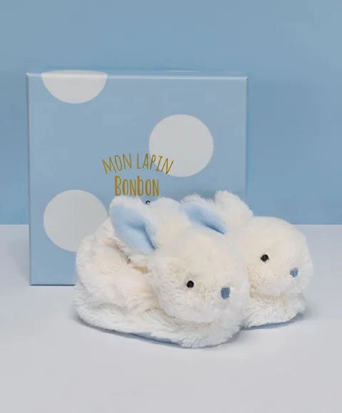 Editor's Choice Doudou et Compagnie Lapin Bonbon - Booties With Rattle Blue