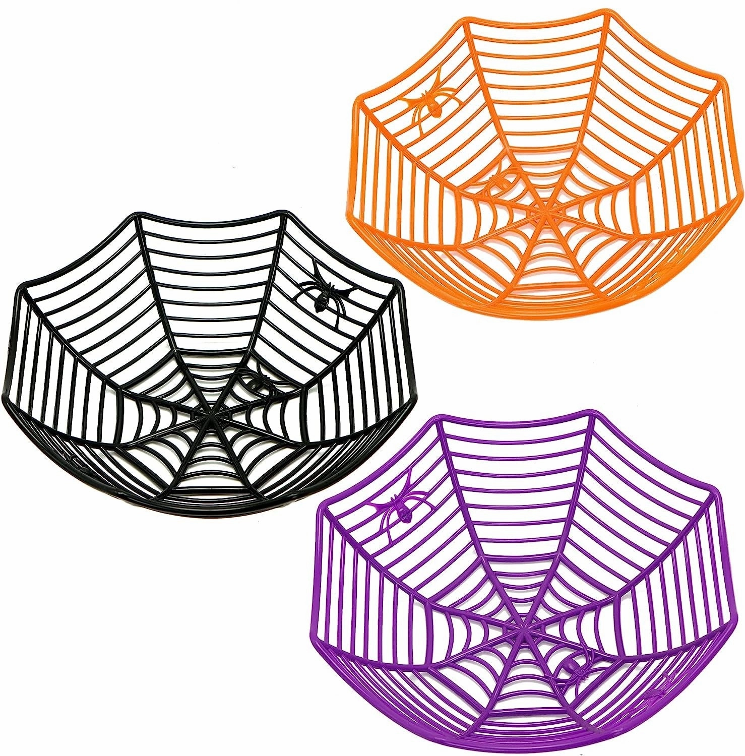 Spooky Accessories Large Spider Web Plastic Bowls, 3 Pcs