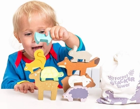 Le Toy Van - Wooden Petilou Forest Stacker Puzzle & Bag Max Power