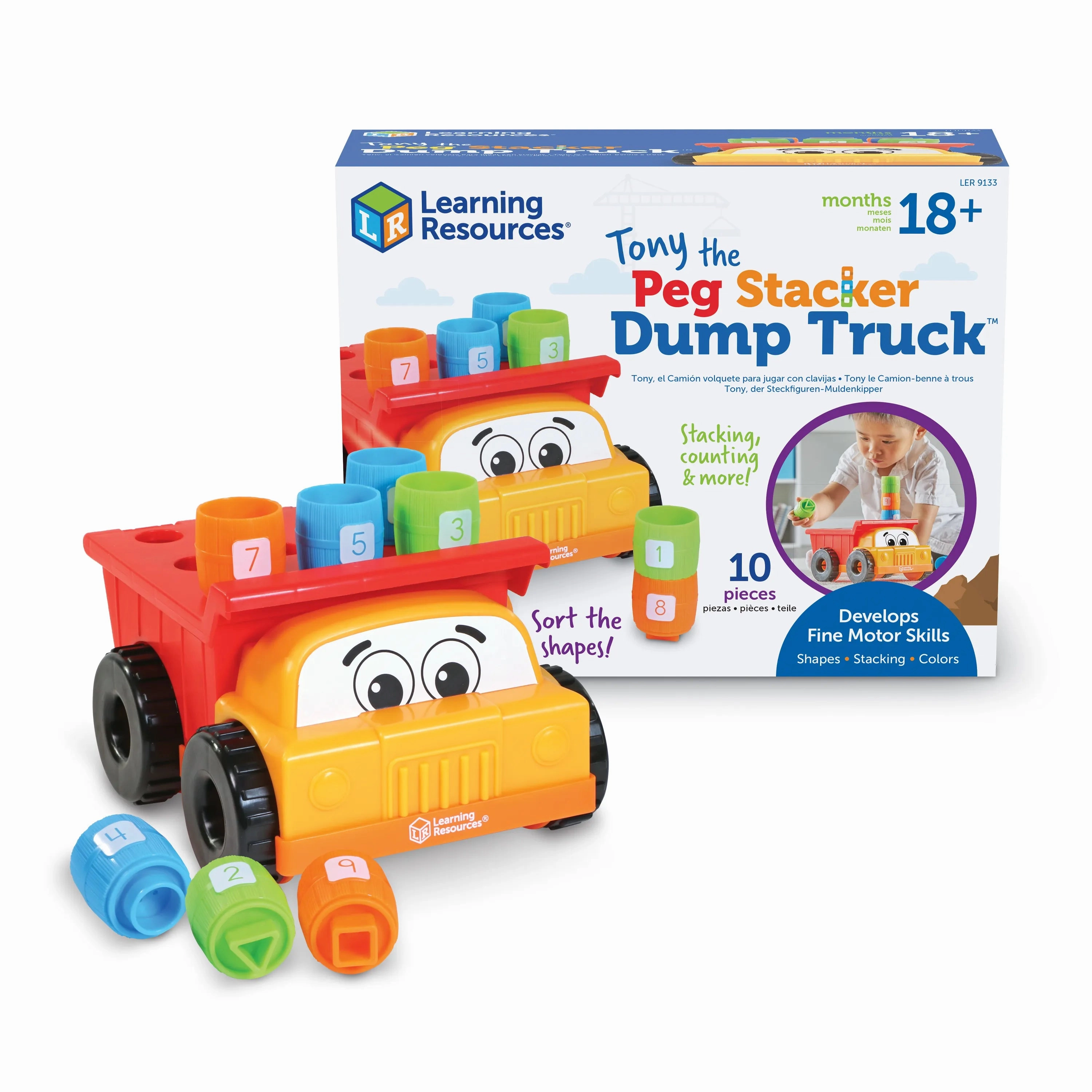 Learning Resources Tony the Peg Stacker Dump Truck Mini Action