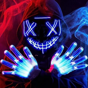 Scary Ornaments Eerie Lights LED Cosplay Scary Mask And Gloves