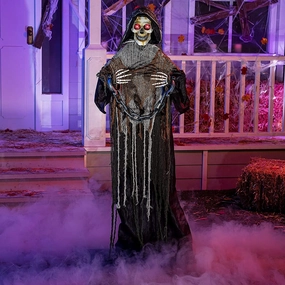 Life Size Grim Reaper with Chain Scary Treats Haunted Lights