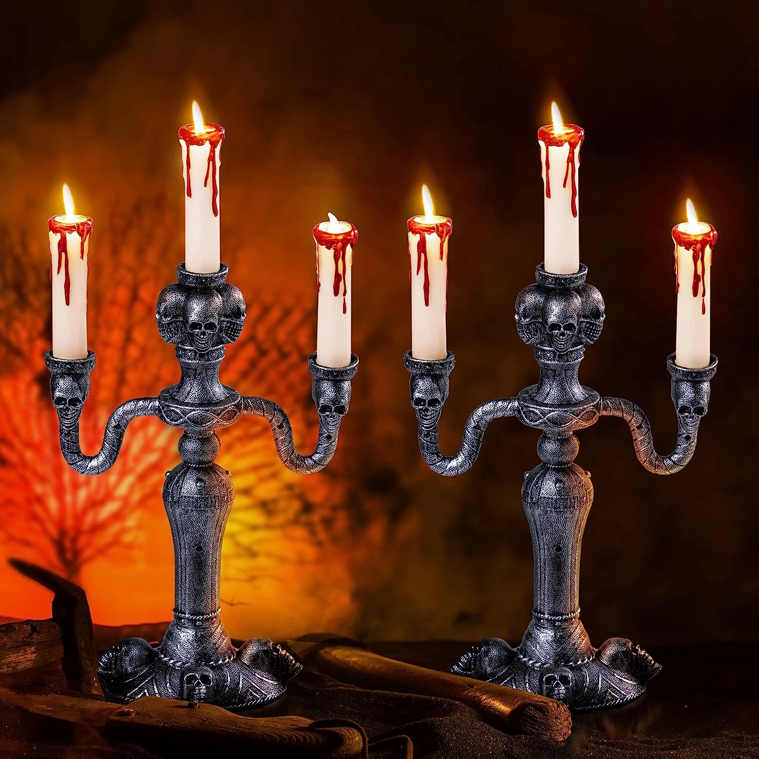 Light Up Haunted Candelabra, 2 Pcs Spooky Supplies Playful Props