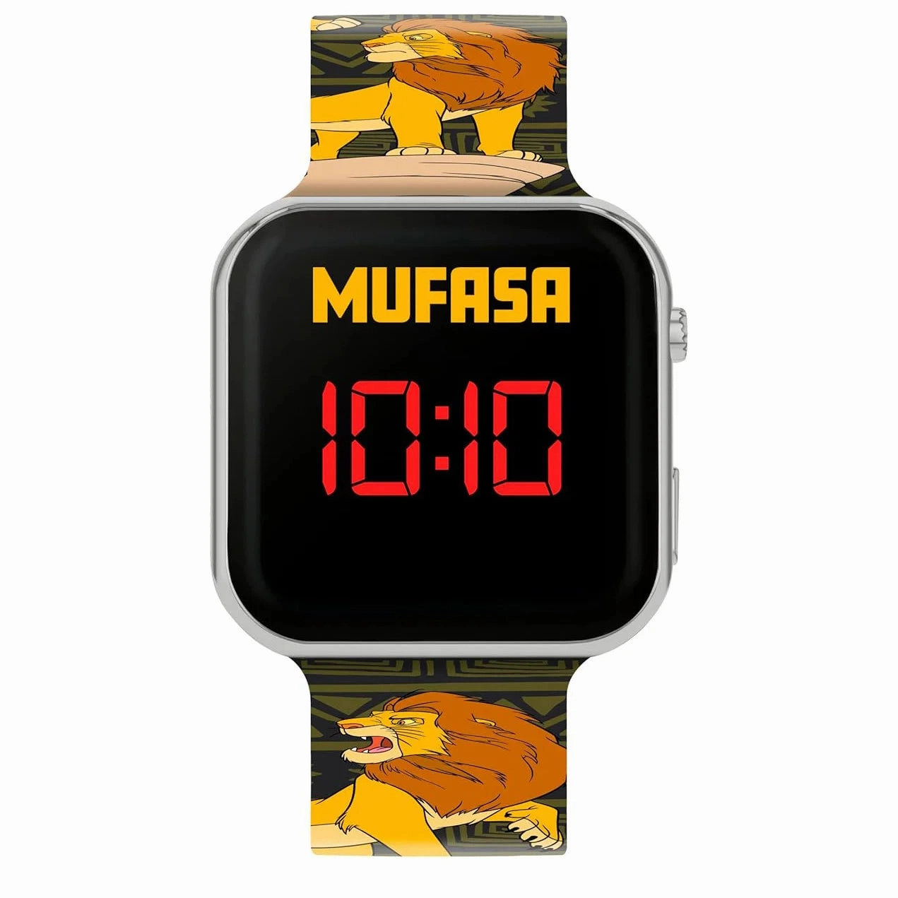 Photo Mode Enhanced Version Lion King Mufasa Kids Black Silicone Strap LED Digital Watch