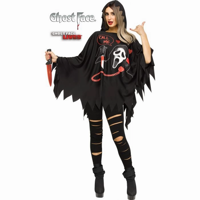 Hooded Ghost Face? Poncho - Adult Playful Lights