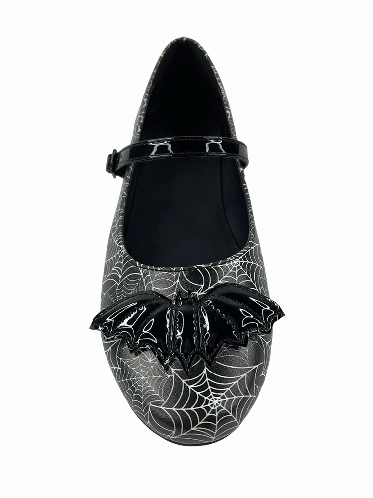 Temperature Control Layer Mary Jane Bat Spiderweb Flats
