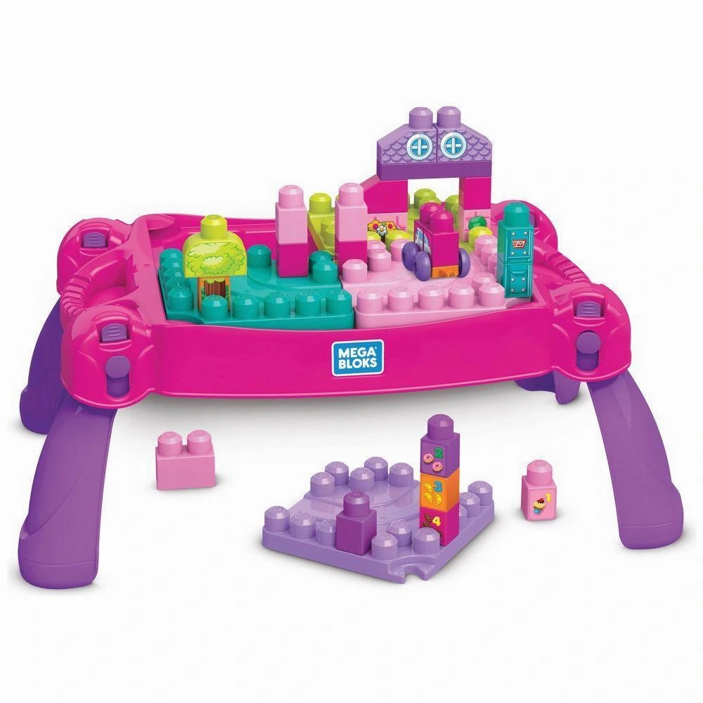 Interactive Map Player Agency Mega Bloks Build & Learn Table Pink Educational Toy - Pink
