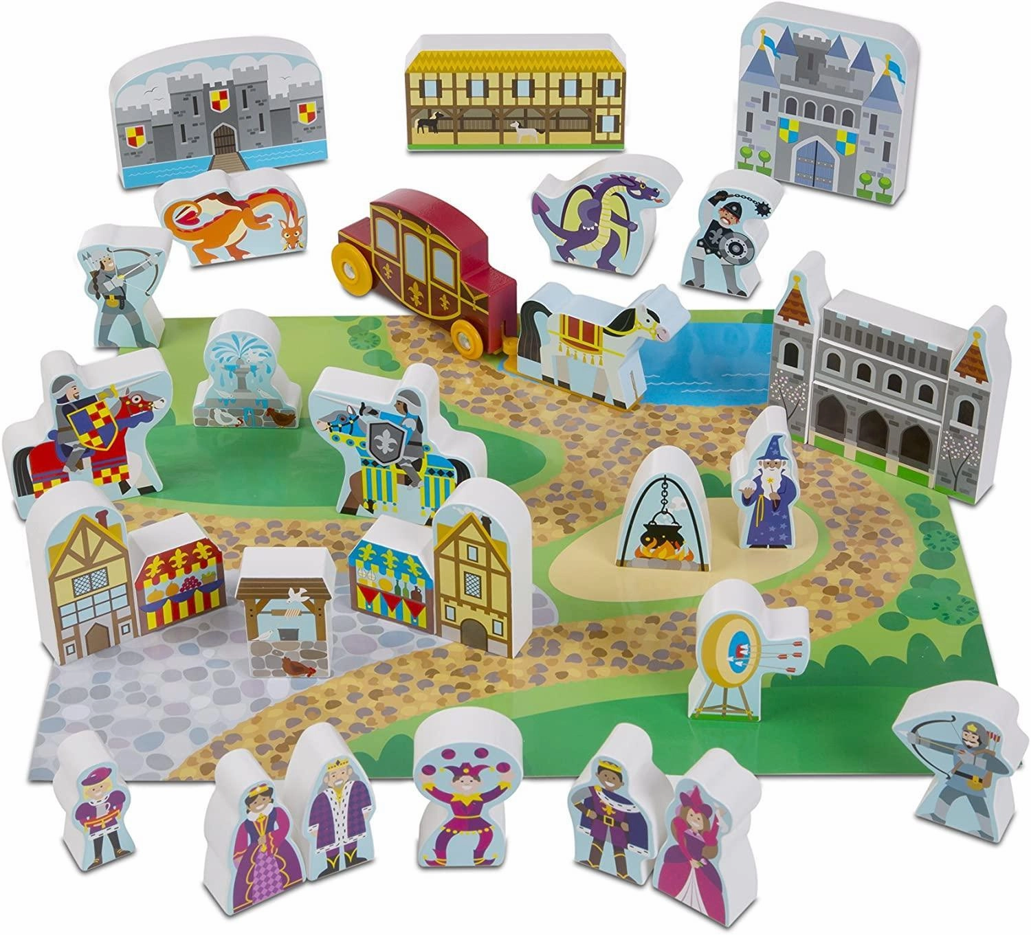 Melissa & Doug 10979 Wooden Town Play Set With Storage Tray (32pc) Positive Community Comedy Relief