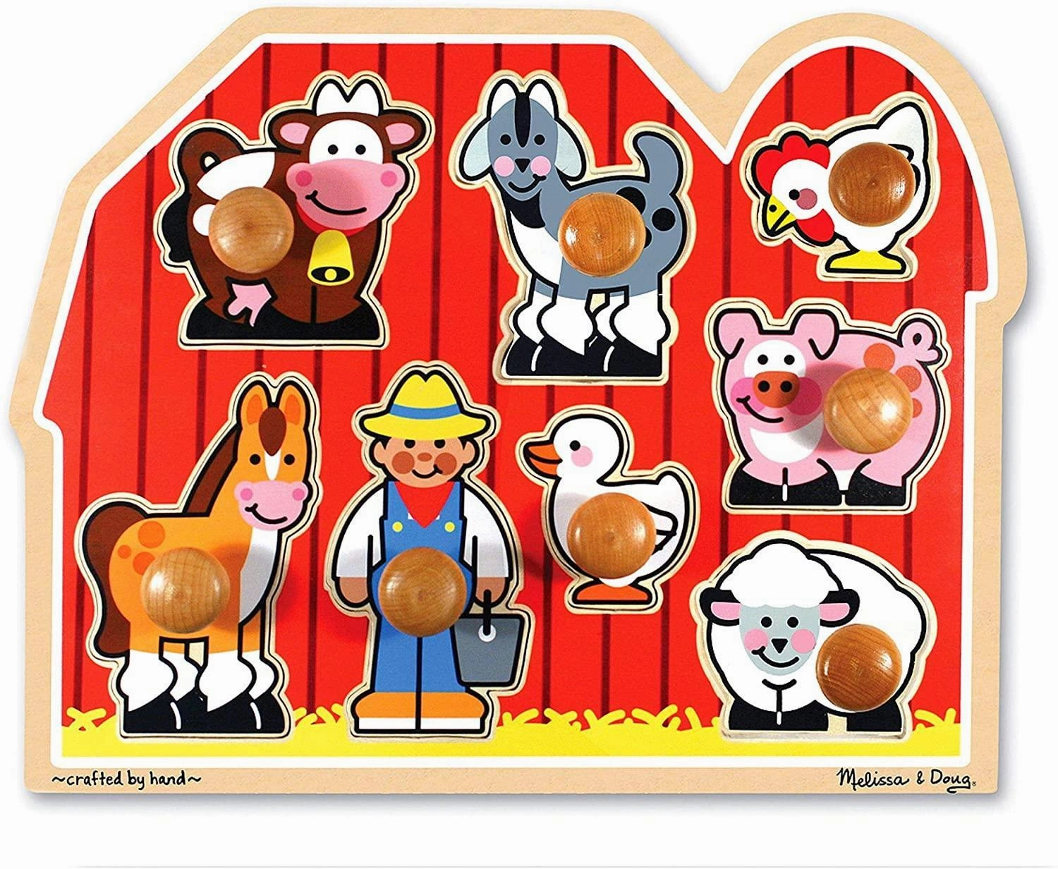 Melissa & Doug 13391 Farm Friends Large Wooden Peg Puzzle Legacy Edition