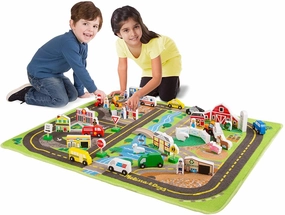 Melissa & Doug 15195 Deluxe Activity Road Rug Play Set with 49 Wooden Vehicles Vinyl Release Number Game
