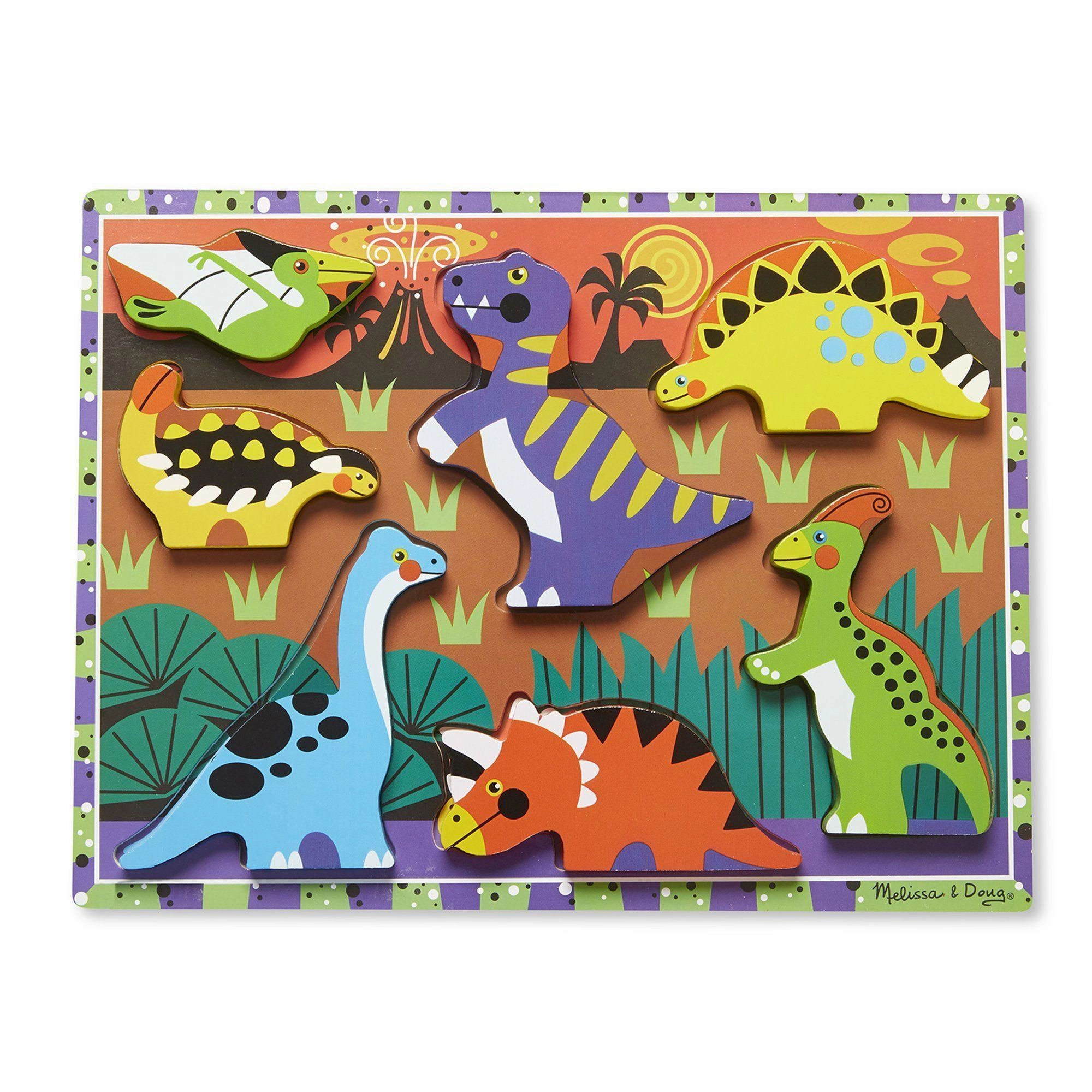 Melissa & Doug Dinosaurs Chunky Puzzle - 7 Pieces Playable Test Roguelike Elements