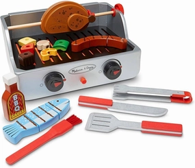 Melissa & Doug Wooden Rotisserie & Grill Barbecue Play Set Medieval Times Farming Sim