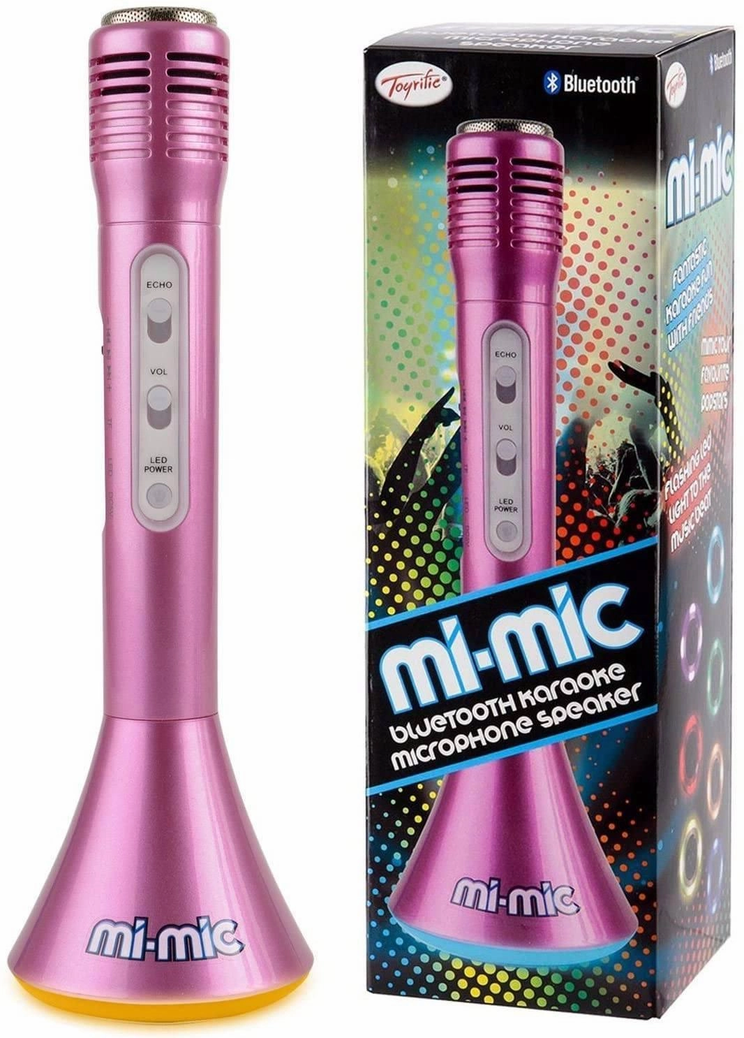 Interactive Map Scientific Accuracy MI-MIC Karaoke Microphone Speaker with Wireless Bluetooth and LED Lights, Pink