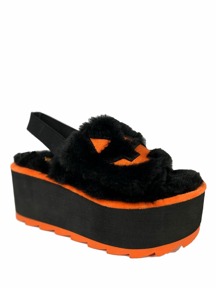 Lilly Jack O Lantern Black/Orange Slides active seniors' comfort Seamless Interior Structure